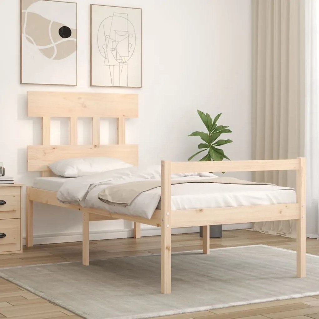 Cama para idosos com cabeceira 90x200 cm madeira maciça