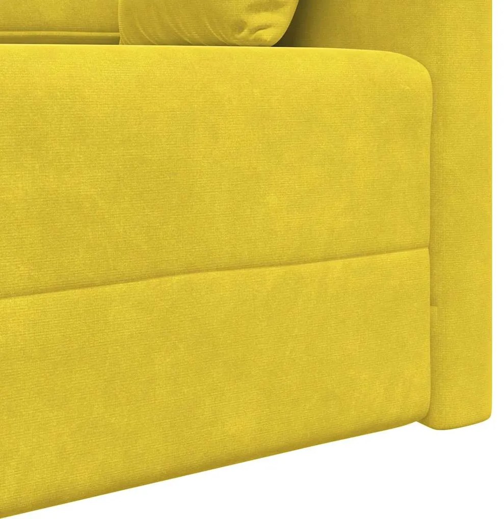 Sofá-Cama de Chão 2 em 1 Amarelo 213x144x60 cm Veludo