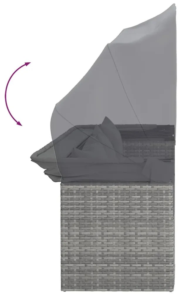 4 pcs conjunto sofás de jardim c/ almofadões vime PE cinzento