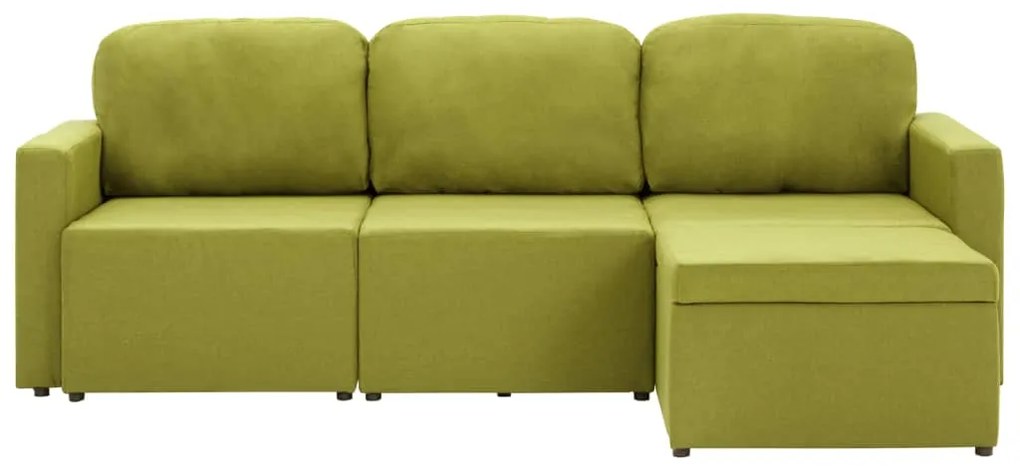 Sofá-cama modular de 3 lugares tecido verde