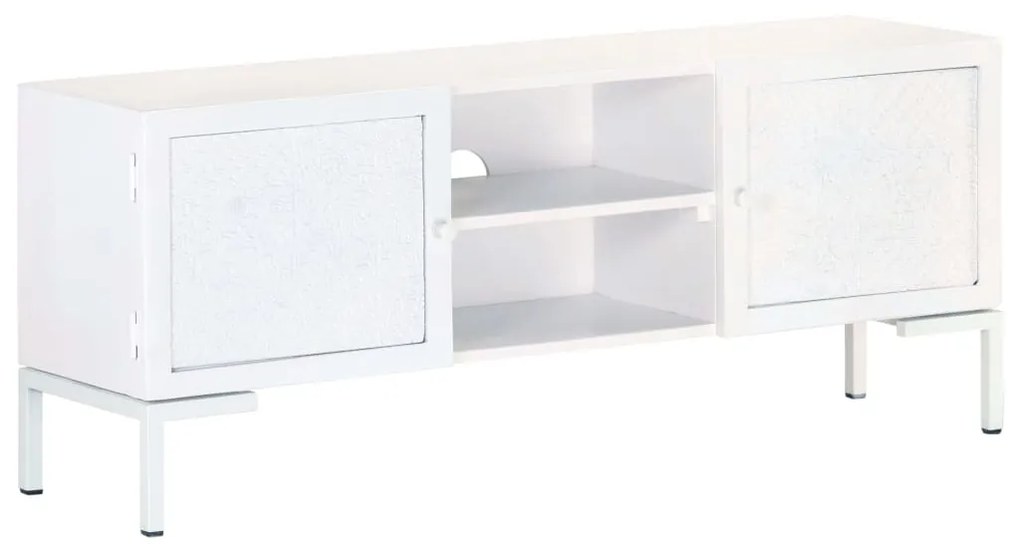 vidaXL Móvel de TV 115x30x46 cm madeira de mangueira maciça branco