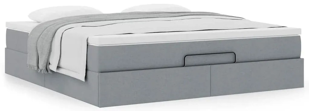 Estrutura cama otomana colchão 160x200 cm tecido cinzento claro