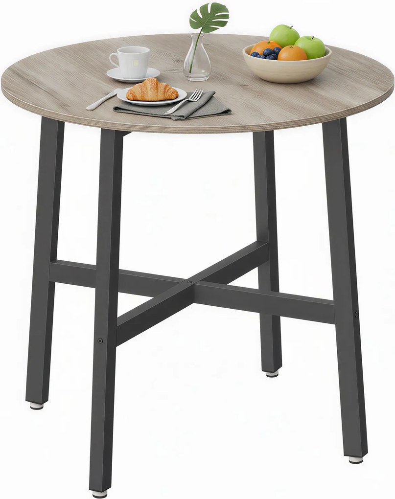 Mesa de jantar redonda pequena 80 cm de diâmetro (CADEIRAS NÃO INCLUIDAS) cinza mesclado com preto