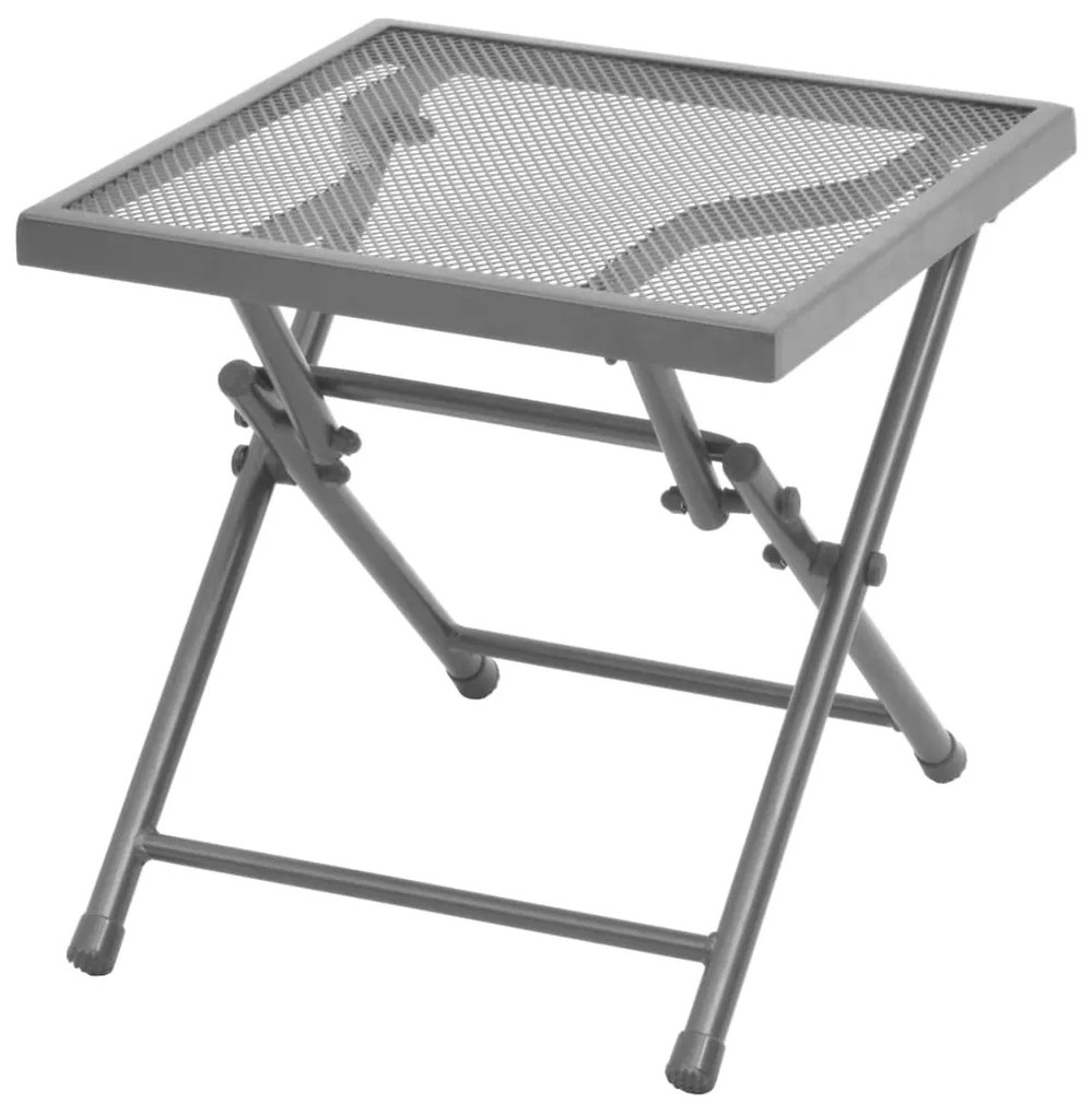 Espreguiçadeiras com mesa 2 pcs aço antracite