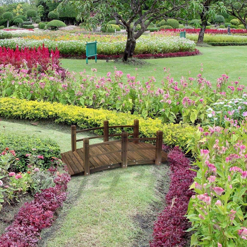 Ponte de Jardim de Madeira com Corrimão Ponte Decorativa para Pátio 152,5x67x48 cm Madeira Carbonizada