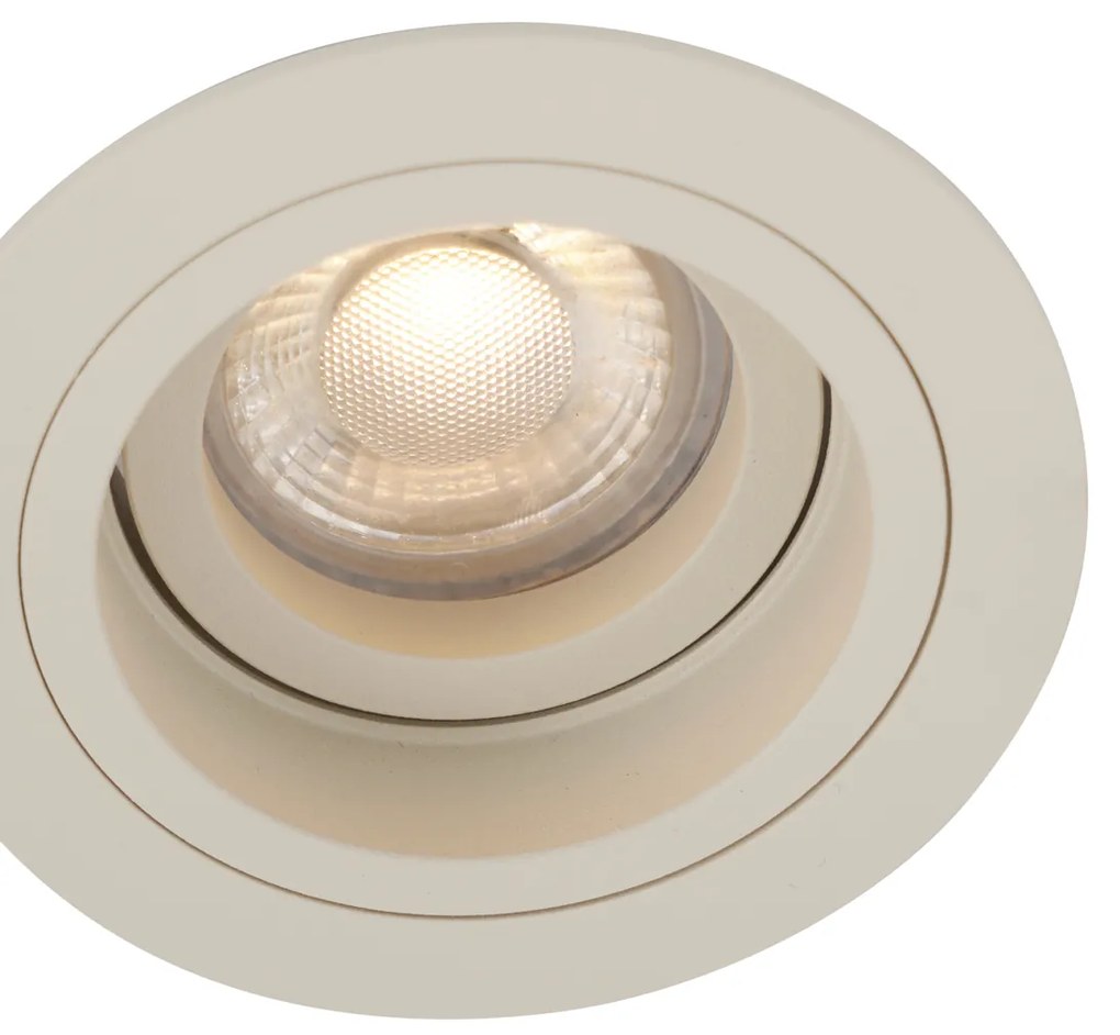 Conjunto de 6 focos embutidos modernos bege GU10 50mm giratórios e inclináveis - Chuck