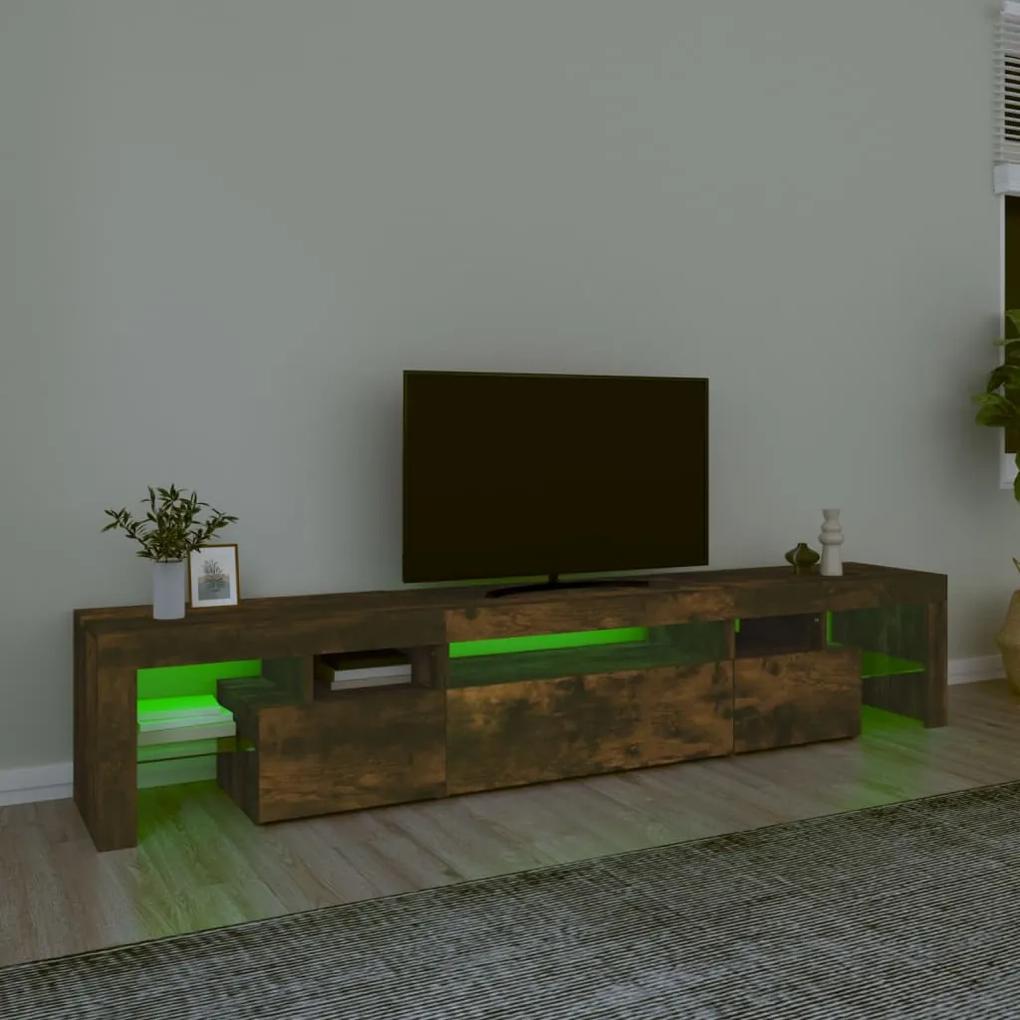 Móvel de TV com luzes LED 215x36,5x40 cm carvalho fumado