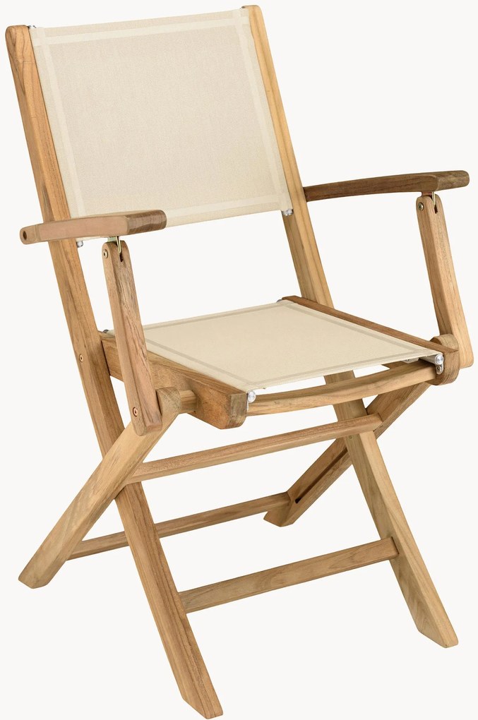 Cadeiras de jardim dobráveis em madeira de teca com braços Fun, conjunto de 2