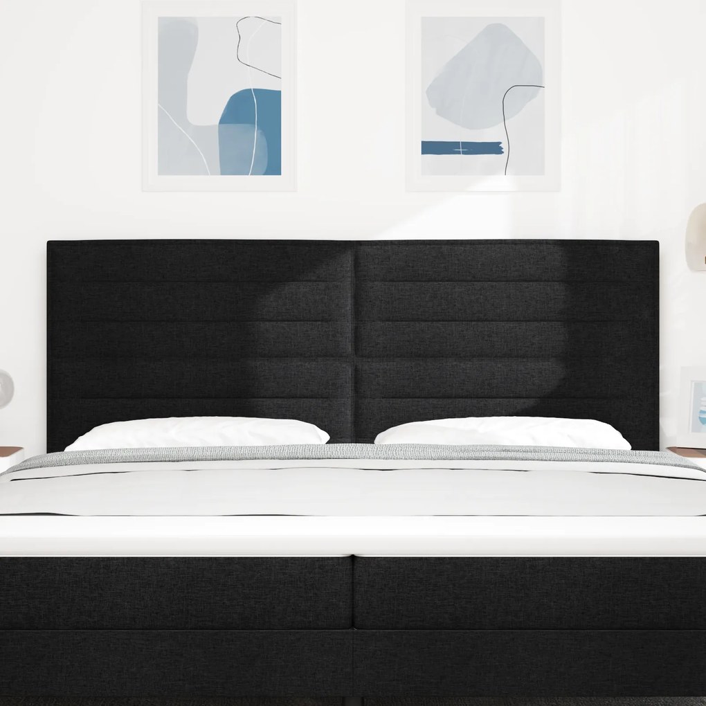 Cabeceira Design Linhas Preta 200 cm Tecido