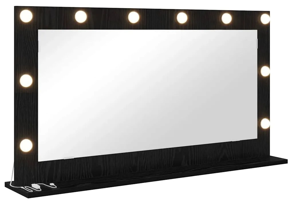Espelho de Vanidade com Luzes LED Carvalho Preto 100x55x18 cm
