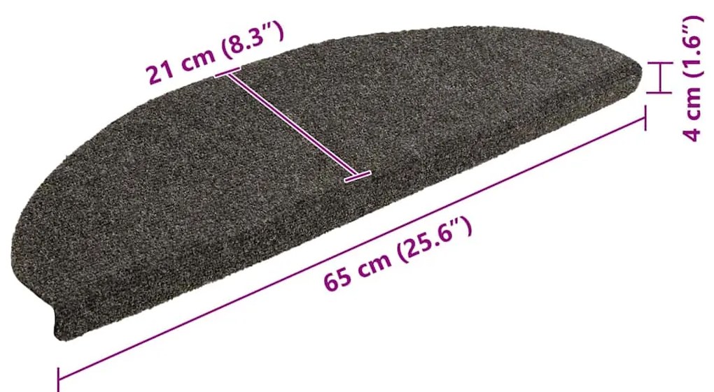 Tapetes escada autoadesivos 10 pcs 65x21x4 cm cm antracite