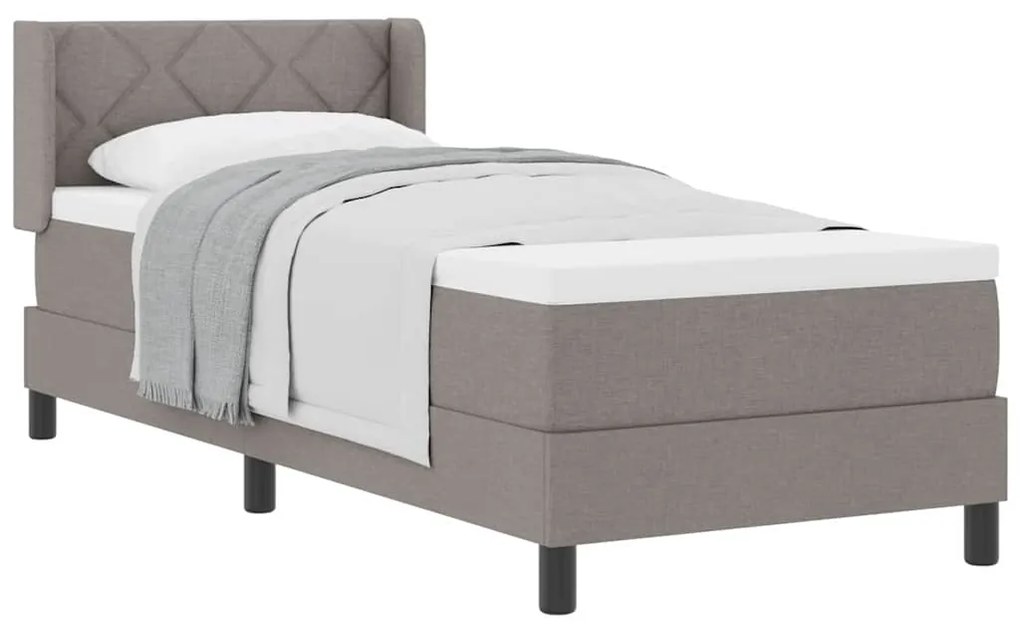 Cama Box Spring com Colchão Taupe, 80x200 cm, Tecido