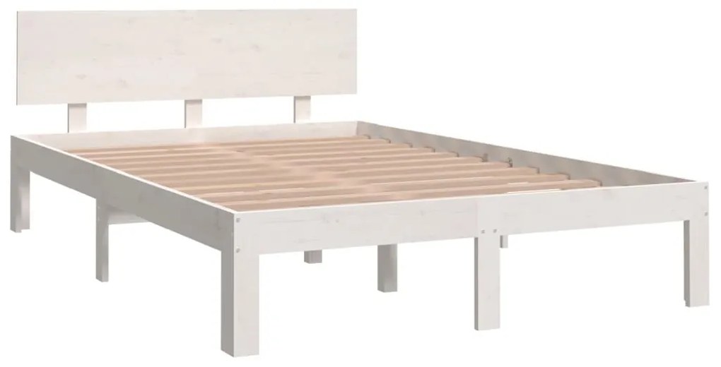 Estrutura cama pequena casal UK 120x190 cm pinho maciço branco