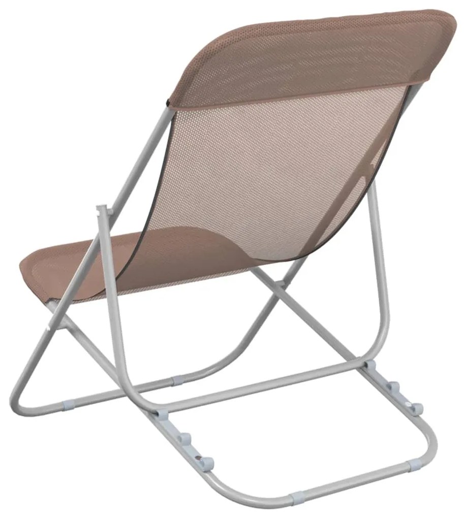 Cadeiras praia dobráveis 2pcs textilene/aço revest. pó castanho