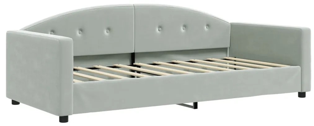 Sofá-cama c/ gavetão e colchões 90x190 cm veludo cinzento-claro