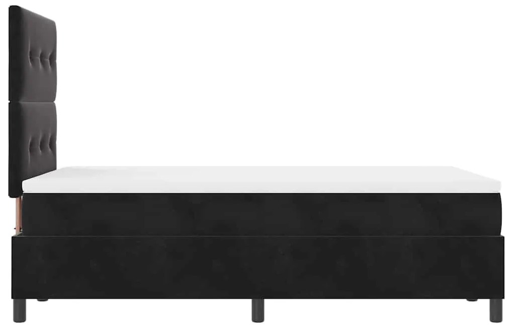 Cama Box Spring vidaXL com Colchão e LED Preto 120x200 cm Veludo