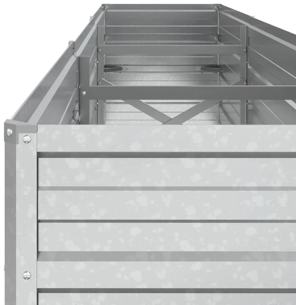 Canteiro elevado de jardim 240x40x45cm aço galvanizado prateado