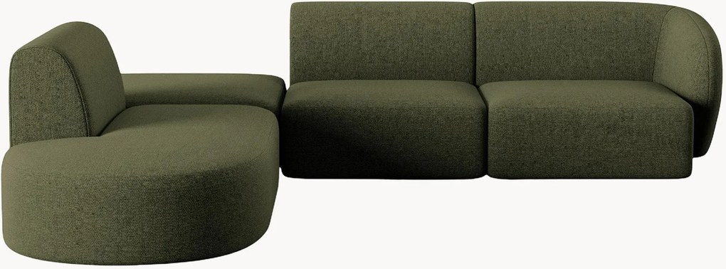 Sofá de canto modular em chenille Paolo (5 lugares)