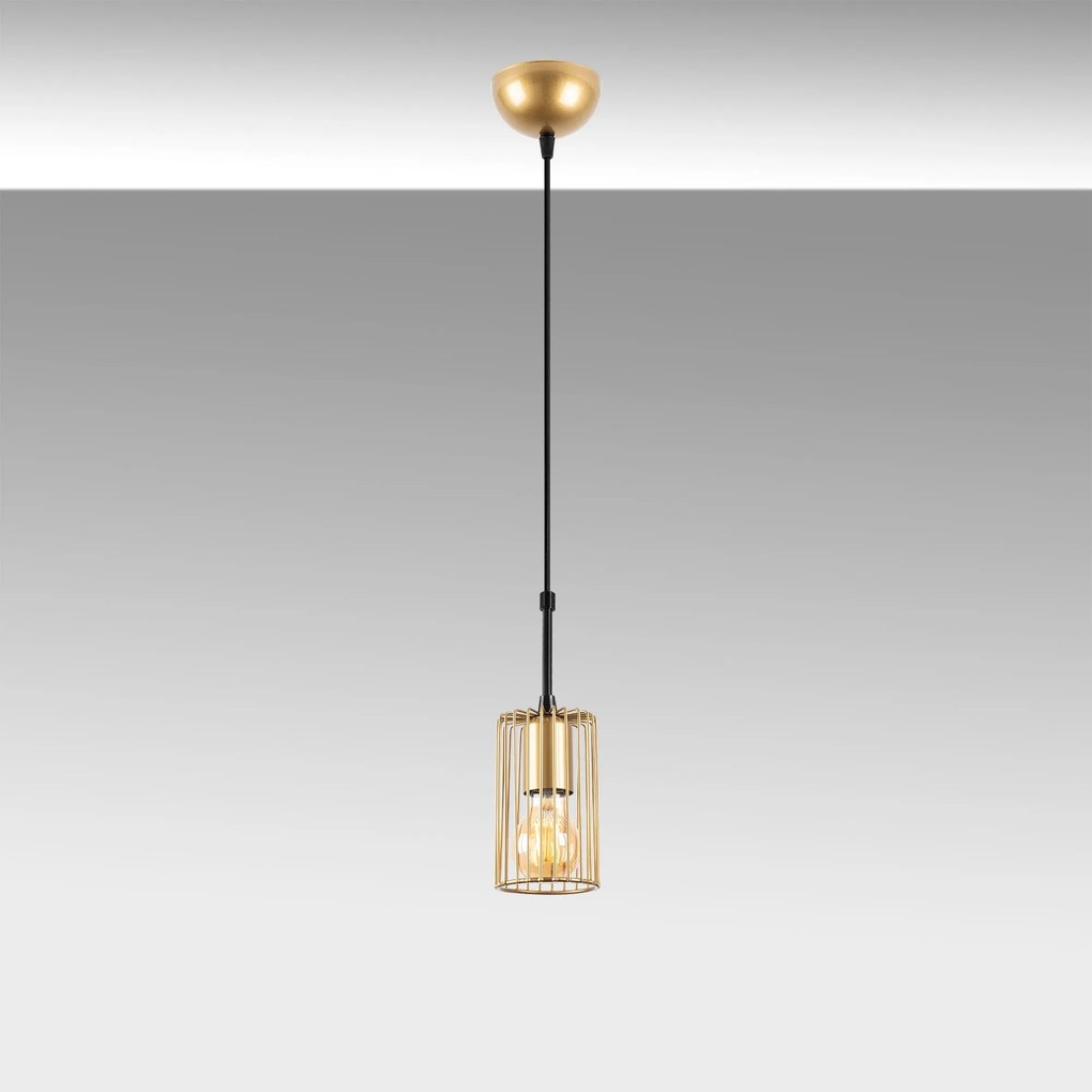 Candeeiro de Teto Kemtel – Dourado Brilhante – 9 x 9 x 126 cm