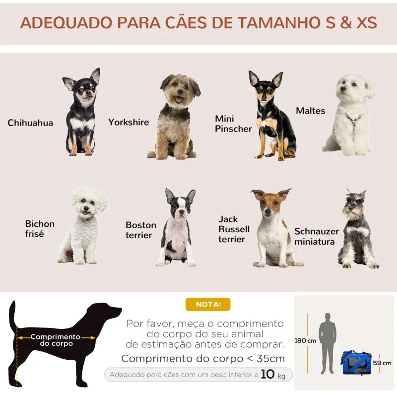 Transportadora para Cães e Gatos Respirável Dobrável com Almofada Janela de Malha e 2 Bolsos 60x42x42 cm Azul