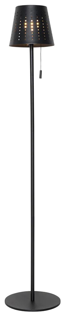 Candeeiro de pé exterior preto com LED regulável em 3 níveis a energia solar - Ferre