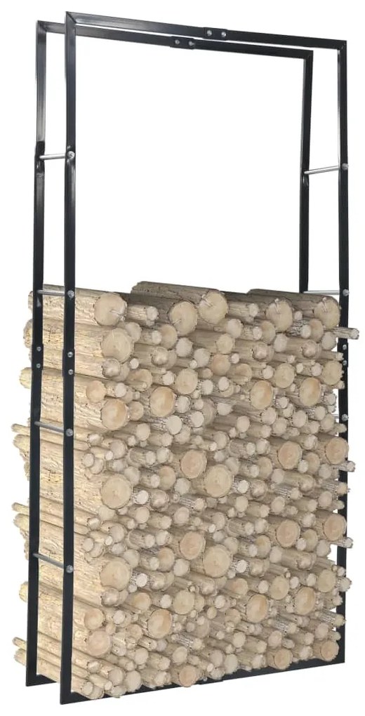 vidaXL Suporte para lenha 100x25x200 cm aço preto