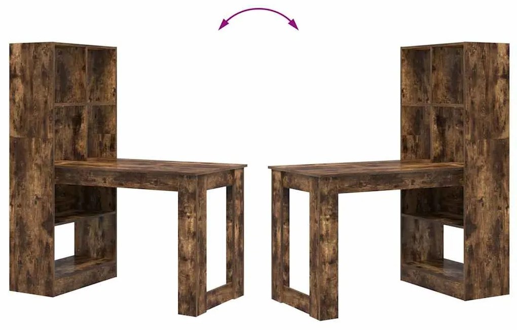 Mesa com prateleira com armazenamento Carvalho fumado 122 x 67 x 145 c