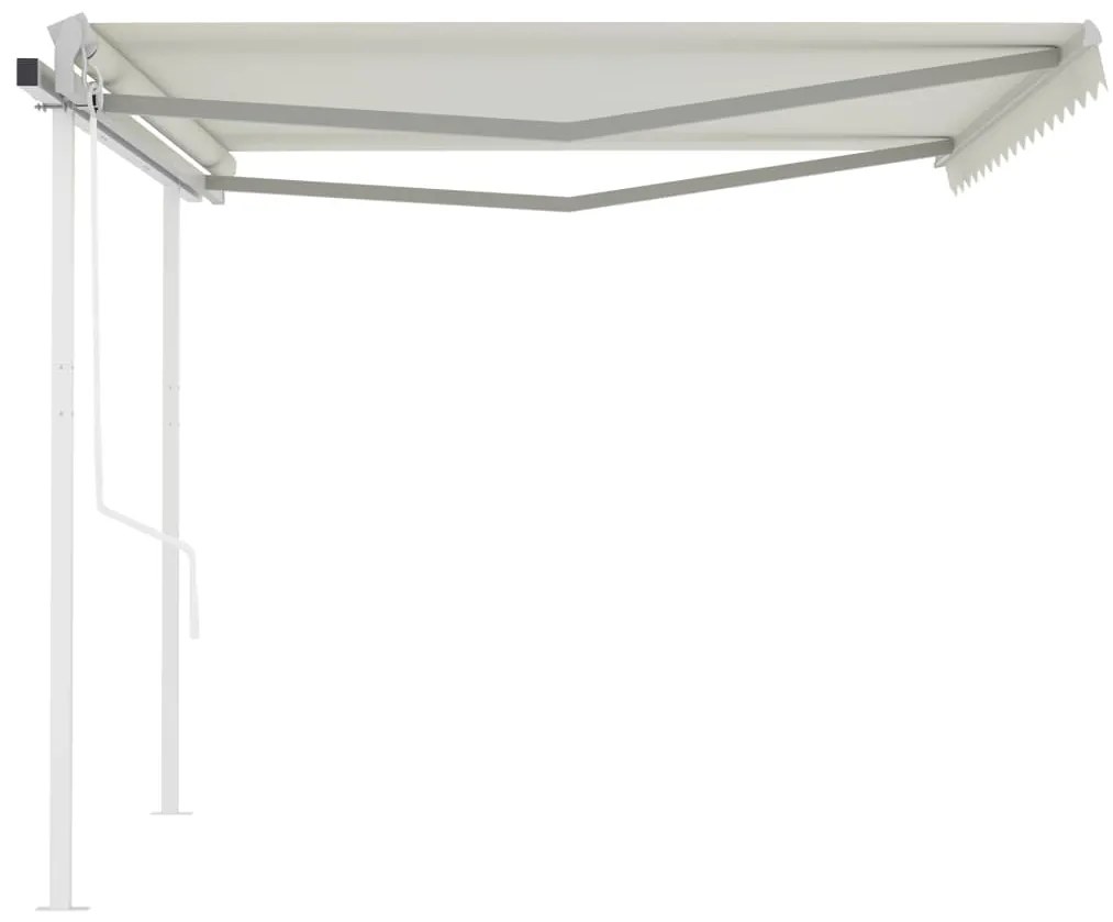 Toldo retrátil automático com postes 4x3,5 m cor creme