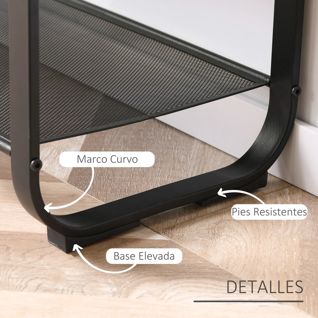 HOMCOM Sapateira Multiúso para 6-9 Pares de Sapatos Móvel com Estrutura Metálica para Entrada Corredor 66x30x47,5cm Carvalho e Preto