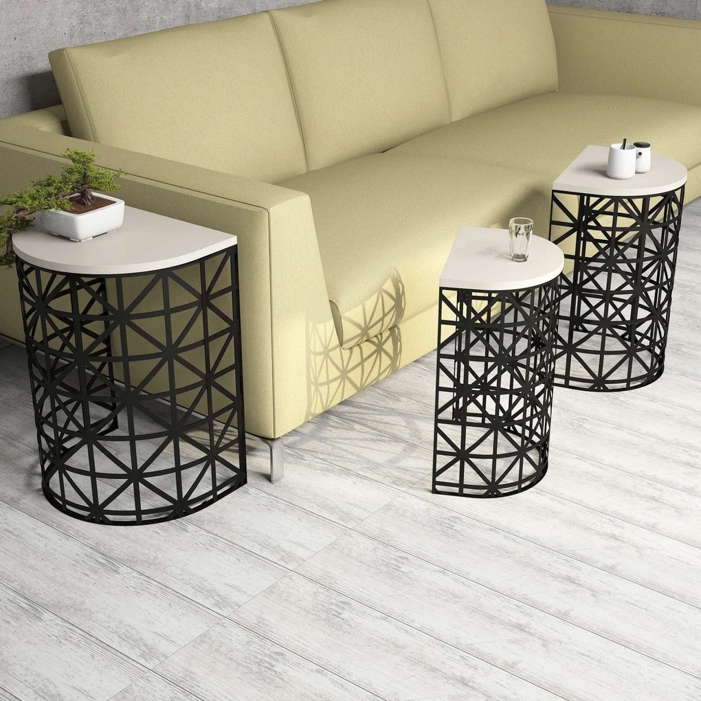 Mesas de Encostar Stil Metal Ferforje – Creme Preto – 46x62x33 cm / 41