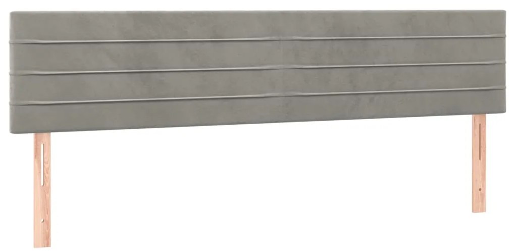 Cama box spring c/ colchão/LED 160x200 cm veludo cinzento-claro