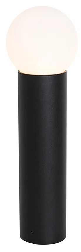 Candeeiro de pé exterior preto com vidro opalino 50 cm IP44 - Huma Moderno