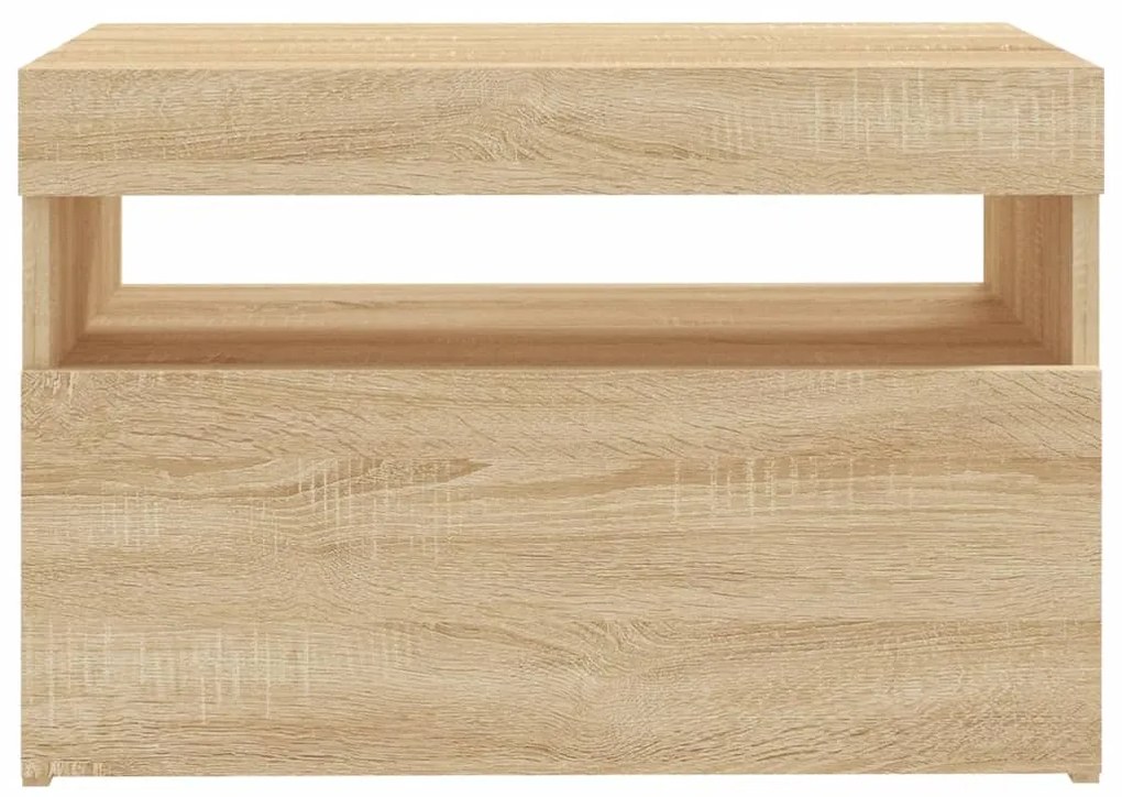 Móvel de TV com luzes LED 60x35x40 cm carvalho sonoma