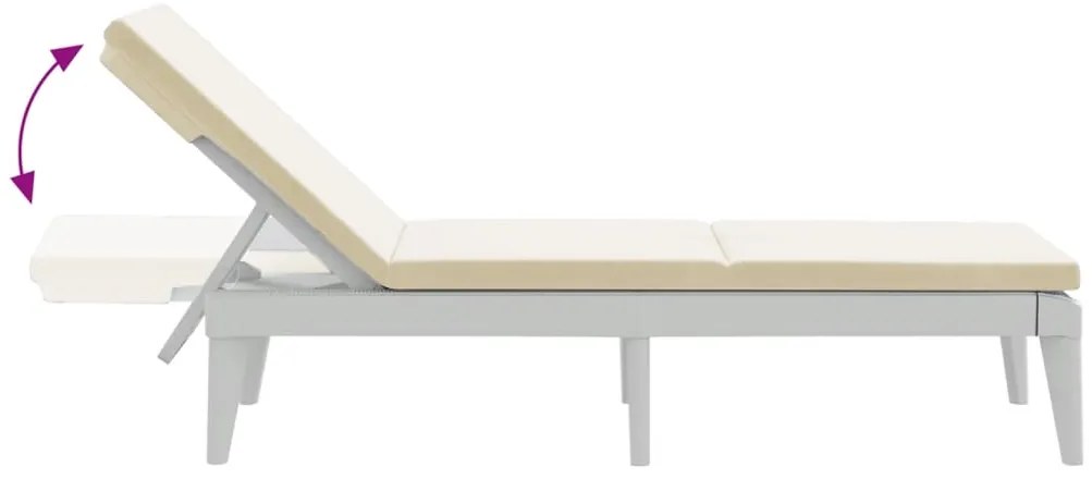 Espreguiçadeira com almofadão 186x60x29 cm PP branco