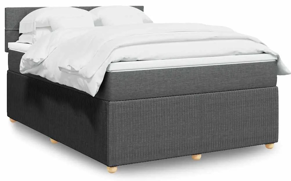 vidaXL Cama com molas/colchão 140x190 cm tecido cinzento-escuro