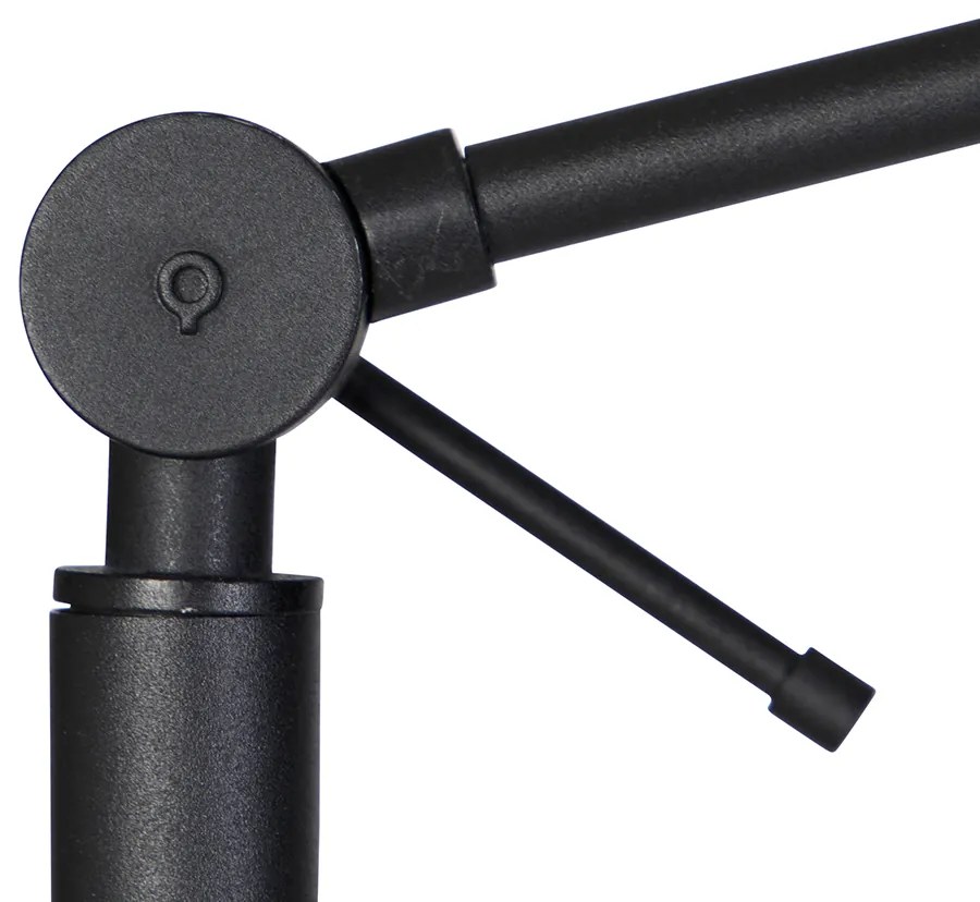 Candeeiro de pé preto com cúpula cinzento claro 50 cm ajustável - Editor