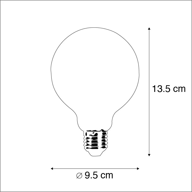 Conjunto de 3 lâmpadas de filamento LED reguláveis E27 G95 5W 470 lm 2700K