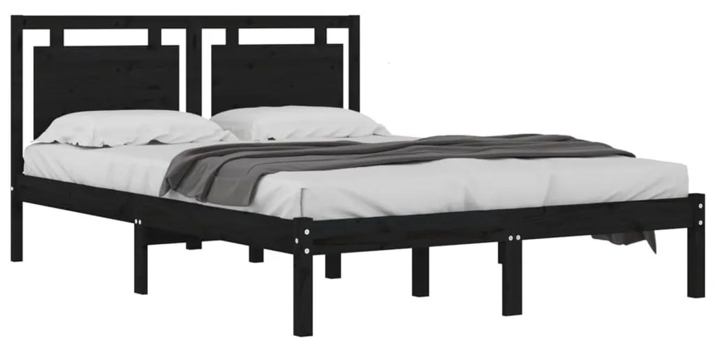 Estrutura de cama 200x200 cm madeira maciça preto