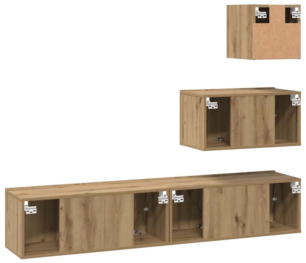 Conjunto de móvel de TV 4 pcs carvalho artisiano