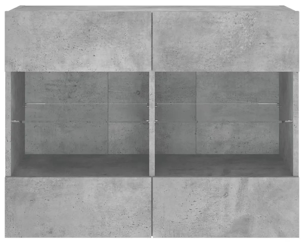 Móvel parede p/ TV c/ luzes LED 78,5x30x60,5 cm cinza cimento