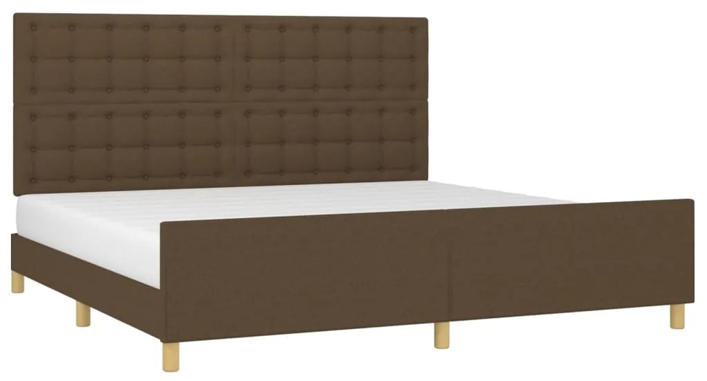 Estrutura de cama sem colchão 200x200 cm tecido castanho-escuro