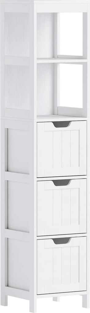 HOMCOM Armário para banheiro, 2 prateleiras, 3 gavetas, material resistente à água, branco | Aosom Portugal