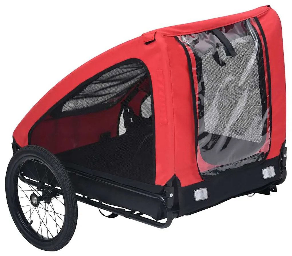 Reboque bicicleta p/ animais vermelho e preto