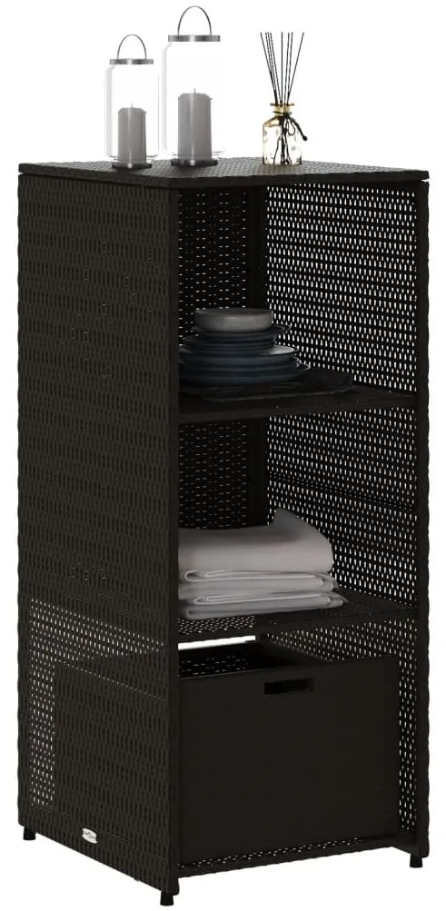 Armário de arrumação para jardim 50x55x115 cm vime PE preto