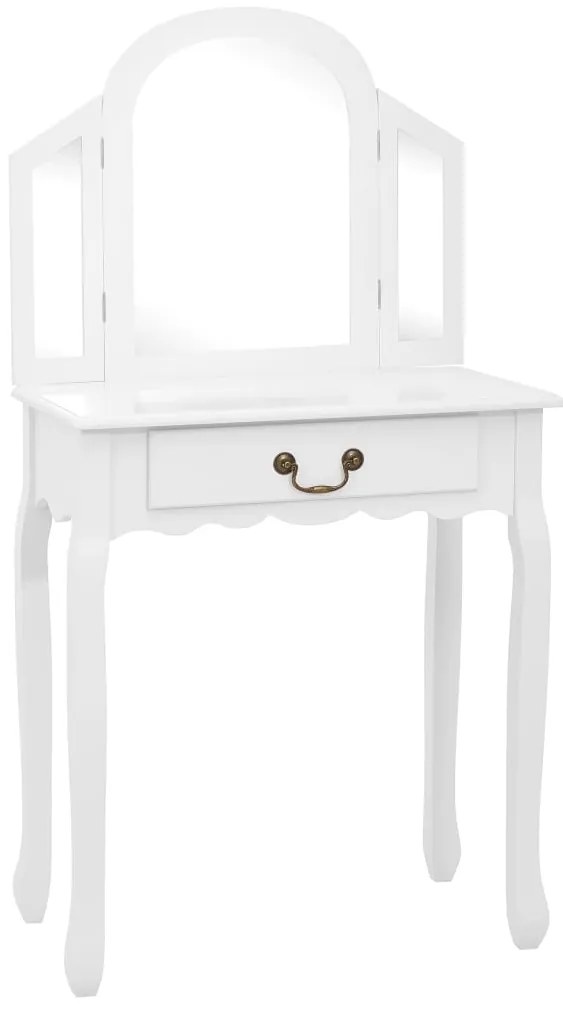 Toucador c/ banco 65x36x128 cm MDF e madeira paulownia branco