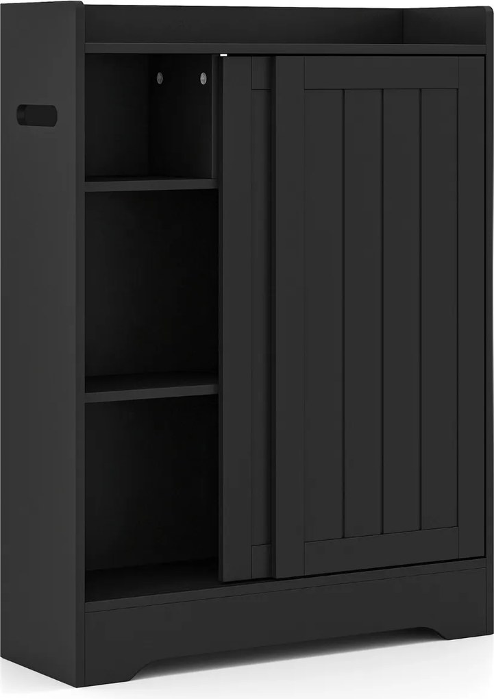 Armário de Cozinha ou Casa de Banho 60 x 20 x 80 cm com porta-papel higiênico, compartimento para escova e prateleiras ajustáveis com 2 portas desliza
