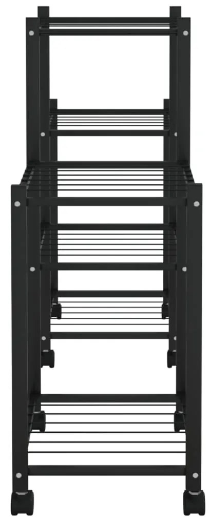 Suporte de vasos c/ rodas 83x25x63,5 cm ferro preto