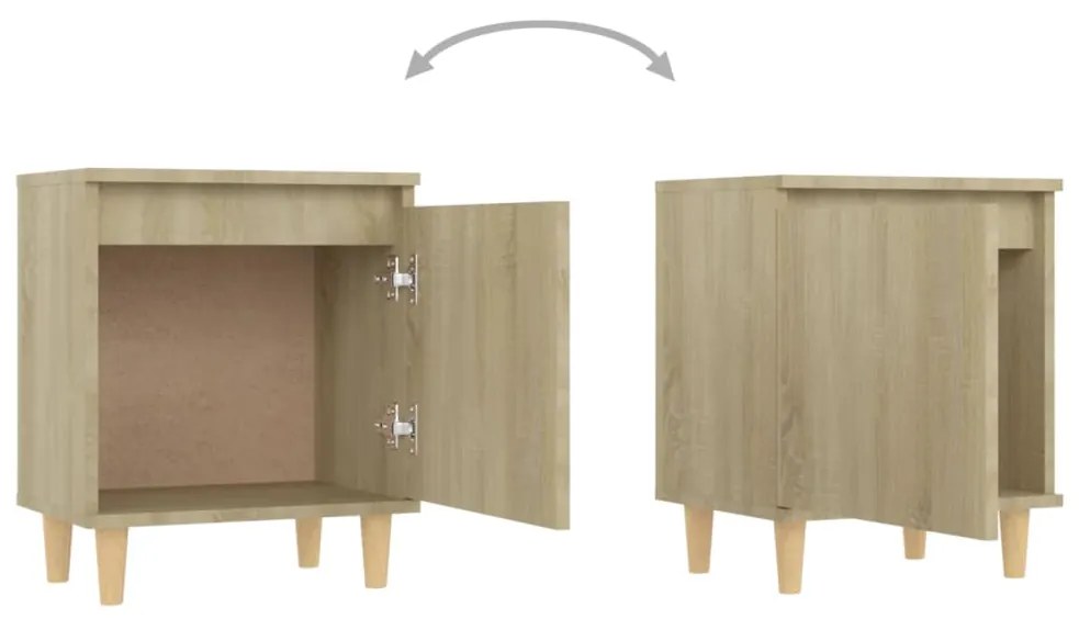 Mesa cabeceira pernas de madeira 40x30x50 cm carvalho sonoma