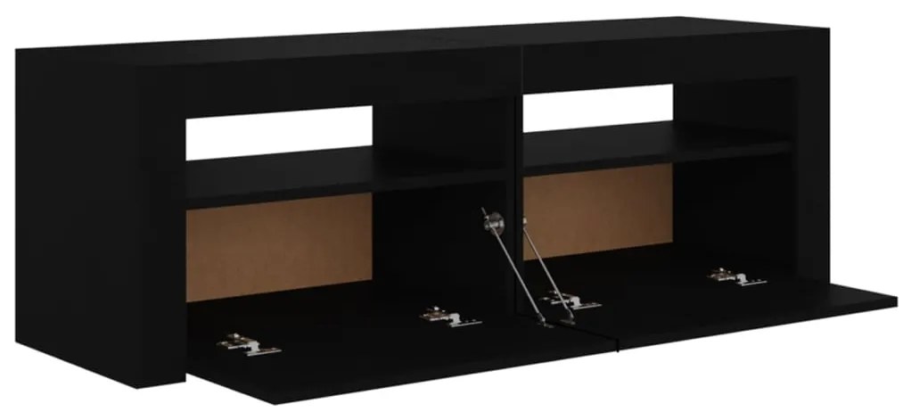 Móvel de TV com luzes LED 120x35x40 cm preto