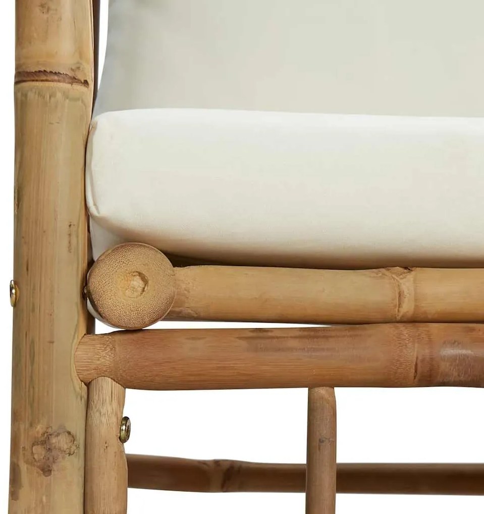 Sofá de jardim bambu com almofadões branco nata